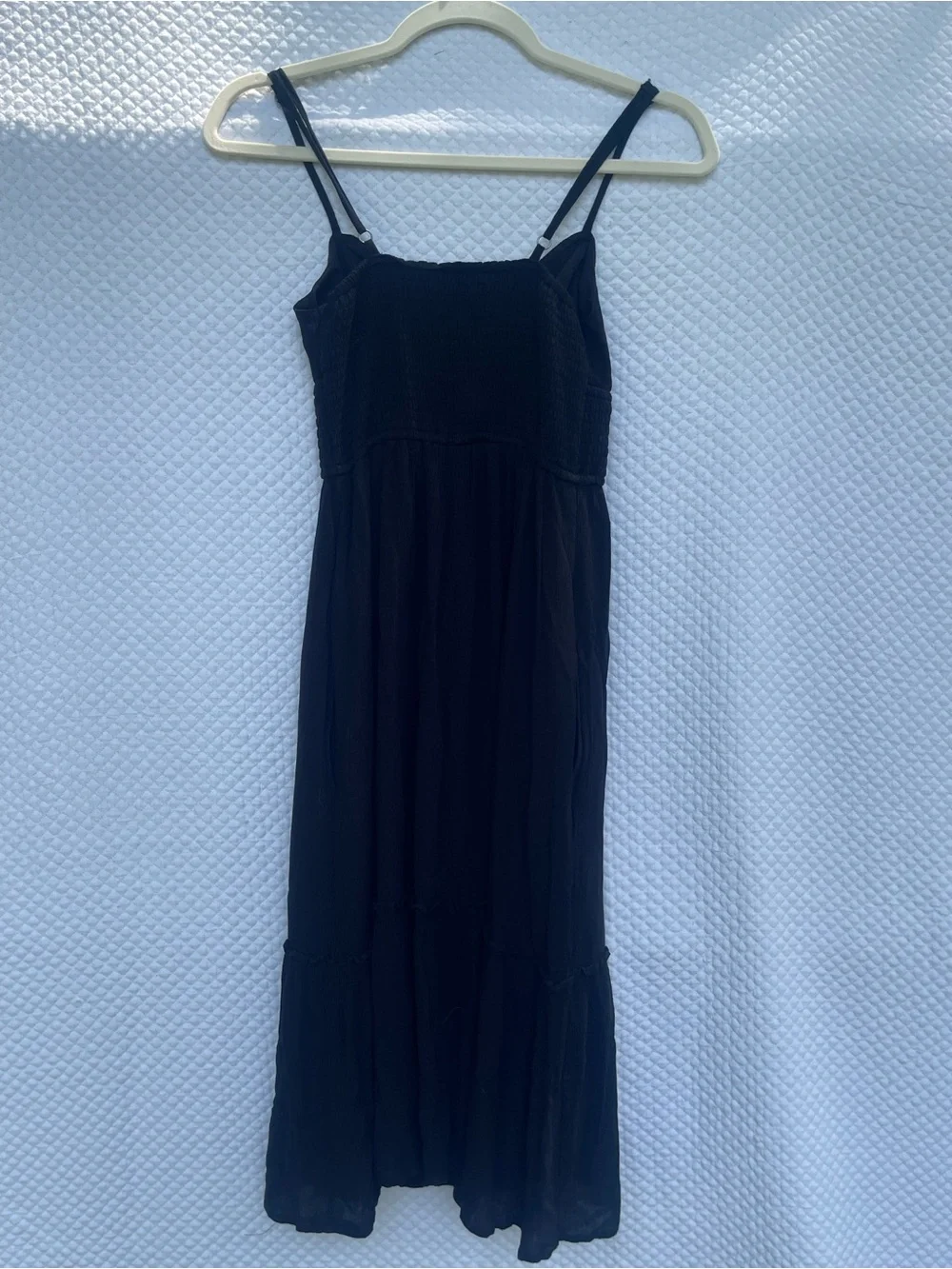 Hollister Women’s Black Maxi Dress Size Small Smocked Waist Adjustable Straps